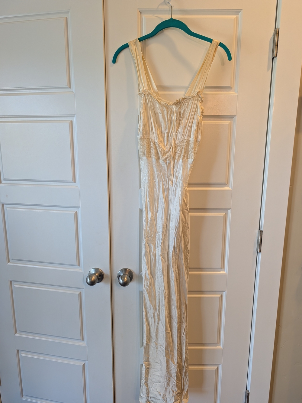 Vintage mid-century Textron maxi slip dress in a beautiful cream/ivory shade